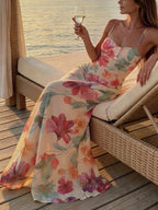 Floral Strapless Floor-Length Maxi Dress