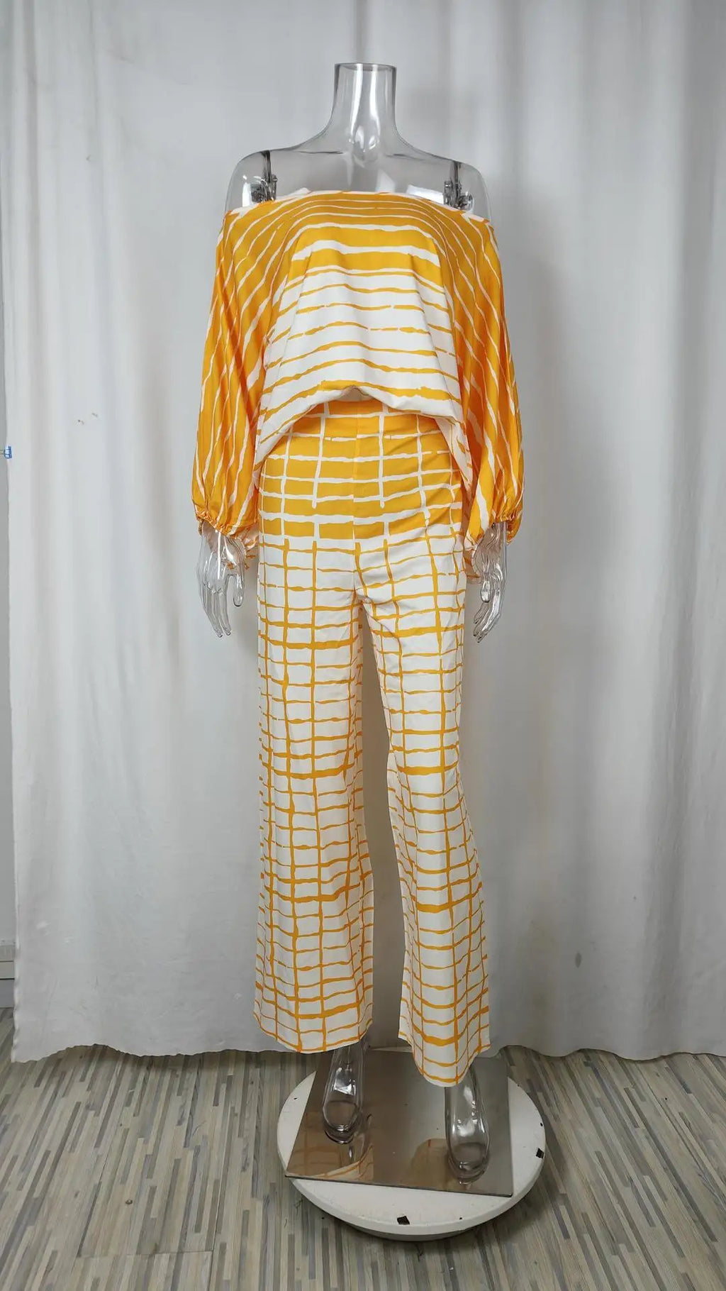 Striped Batwing Sleeve Two-Piece Set