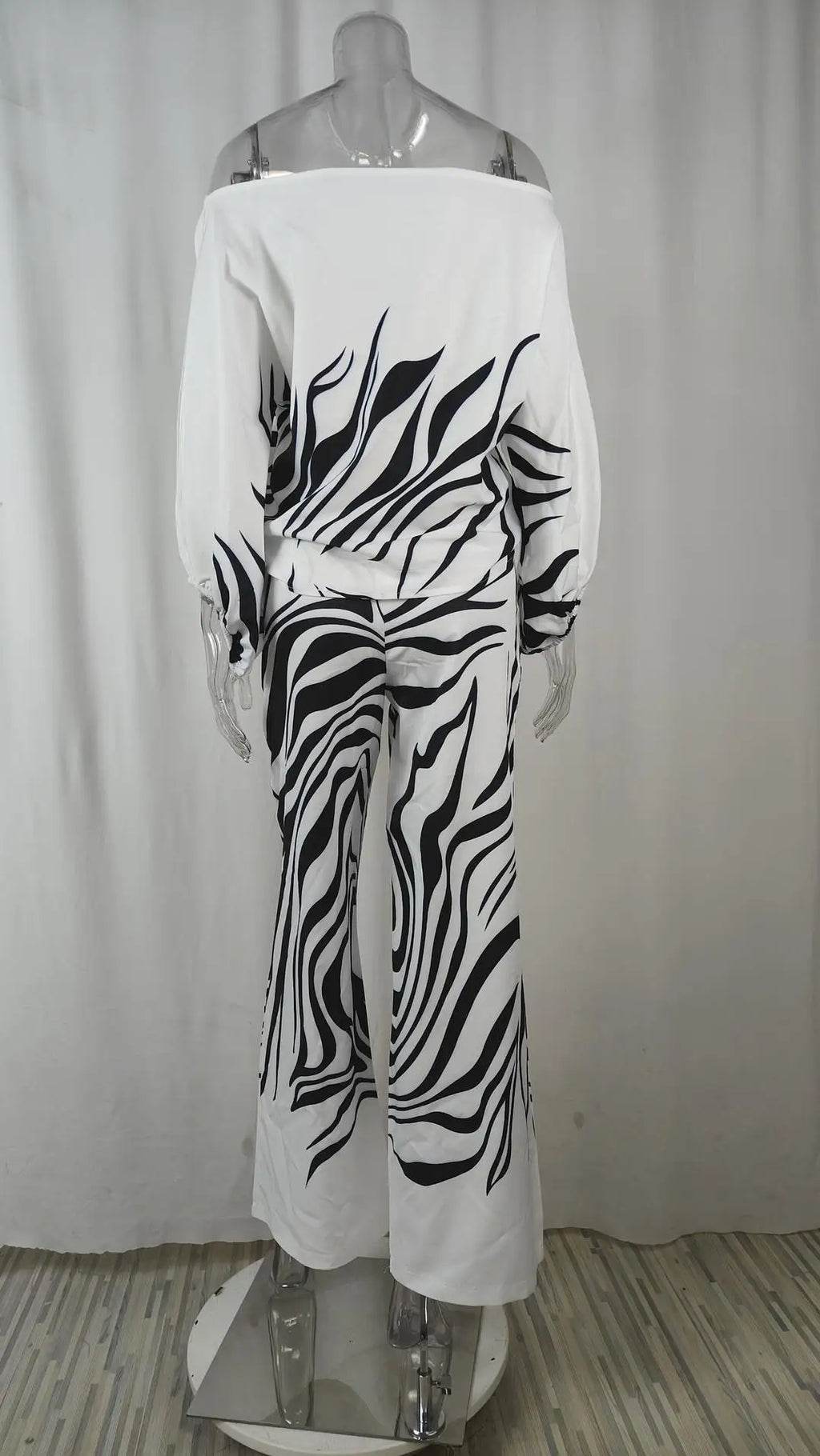 Striped Batwing Sleeve Two-Piece Set