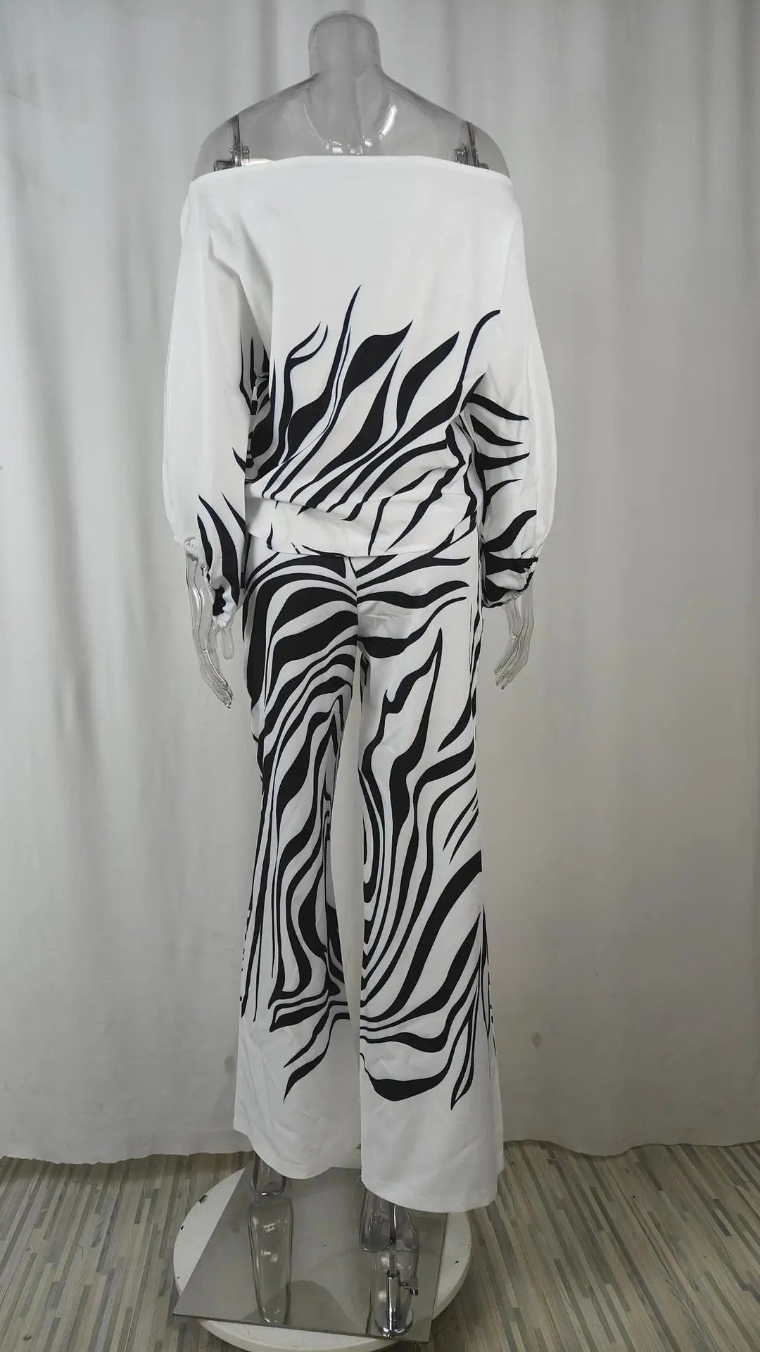 Striped Batwing Sleeve Two-Piece Set