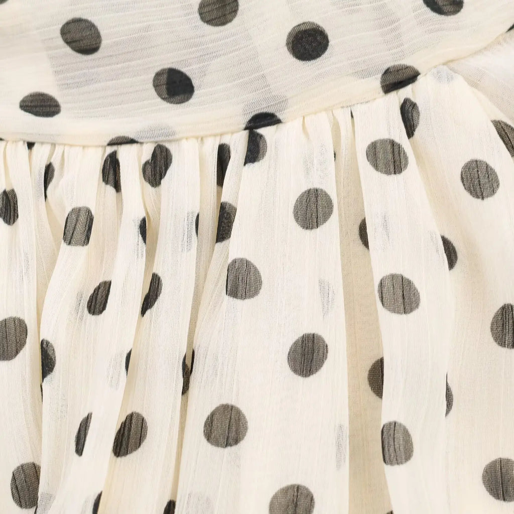 Polka Dot Tiered V-Neck Blouse