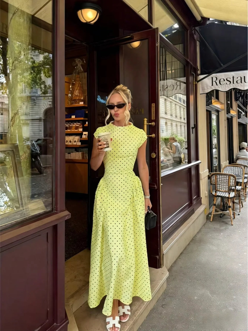 Polka Dot Slim Maxi Dress