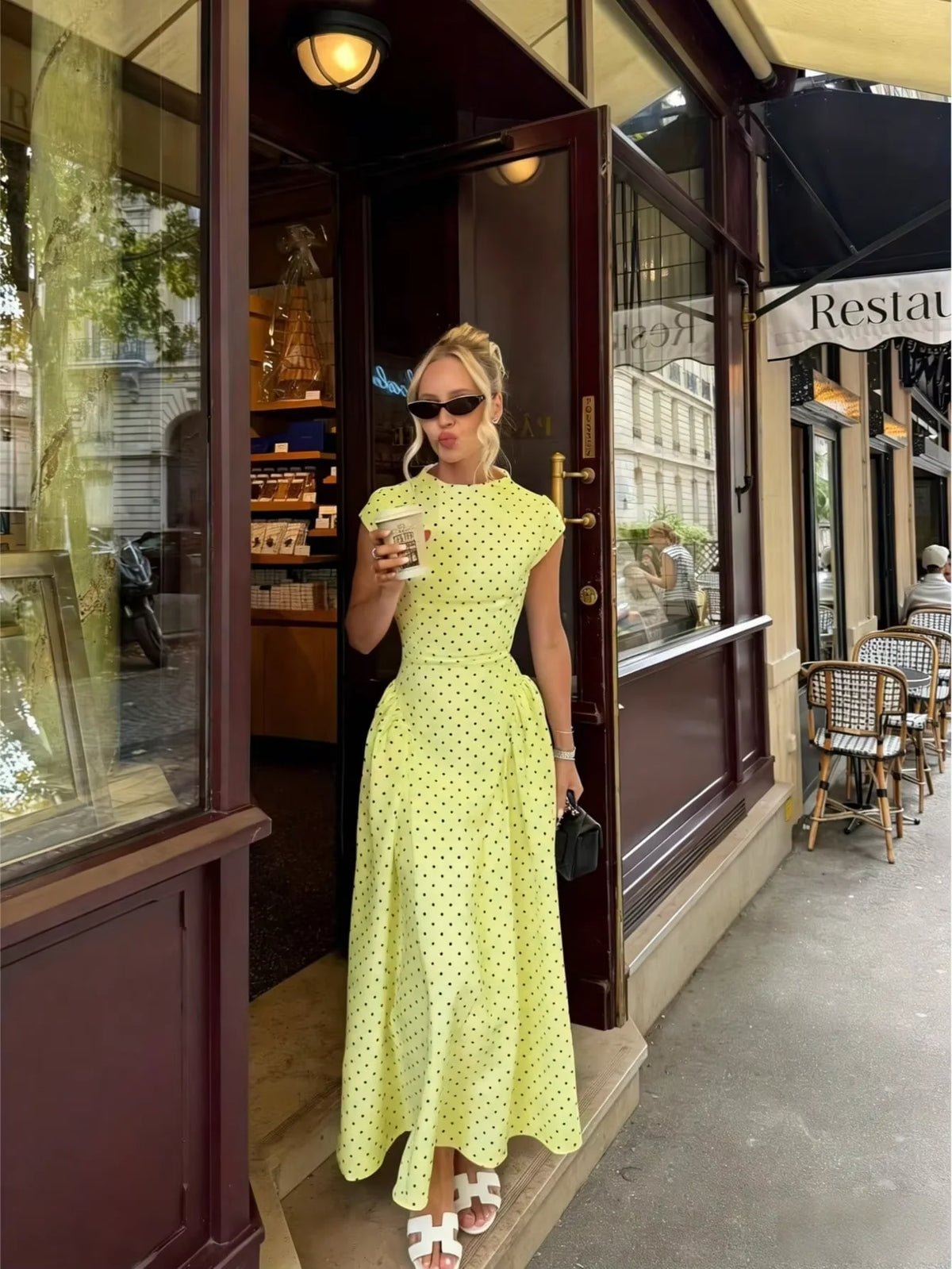 Polka Dot Slim Maxi Dress