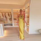 Halter Appliqué Floor-Length Dress
