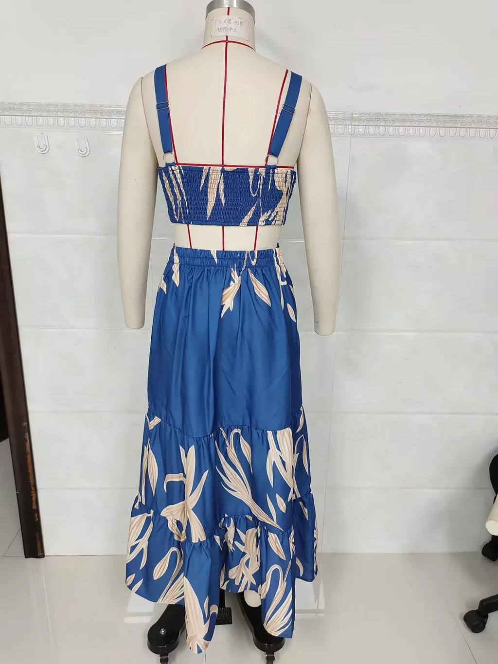 Printed Ruffle A-Line Midi Dress