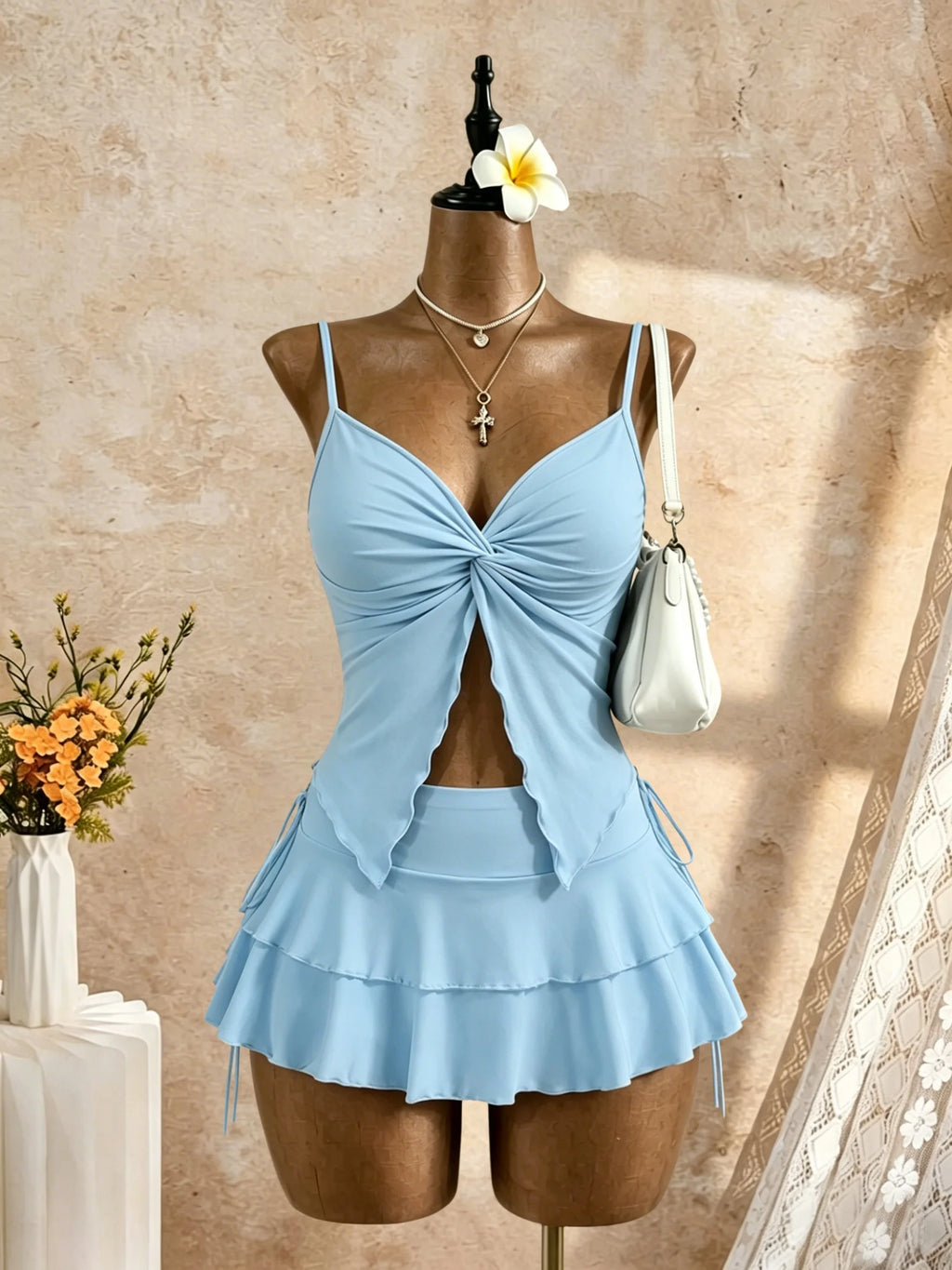 High-Waist Mini Skirt Set