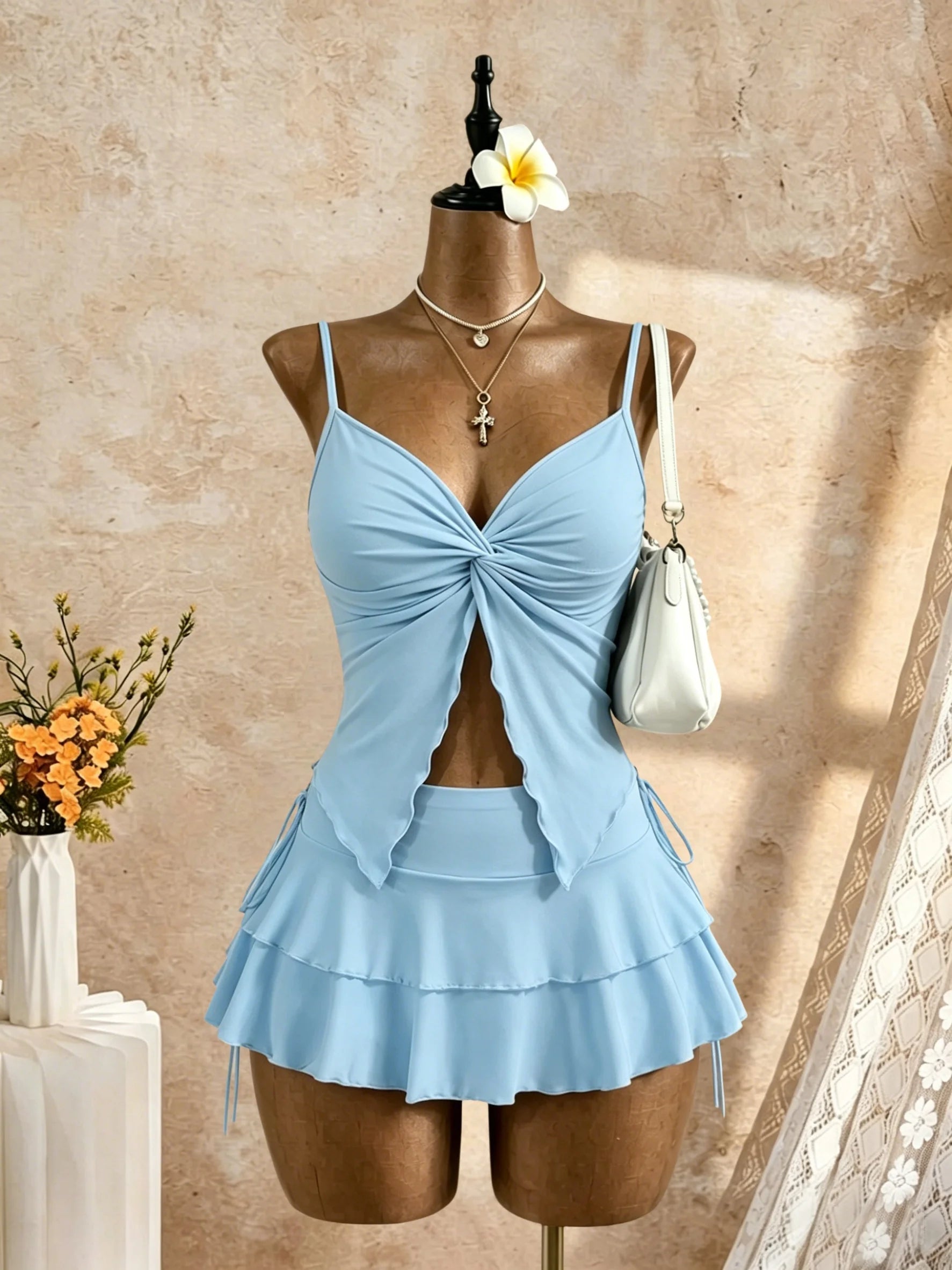 High-Waist Mini Skirt Set