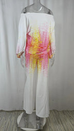 Striped Batwing Sleeve Two-Piece Set