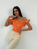 Backless Petal Sleeve Knit Top