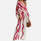 Striped Batwing Sleeve Two-Piece Set