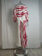 Striped Batwing Sleeve Two-Piece Set