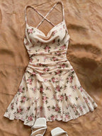 Floral V-Neck Knee-Length Dress
