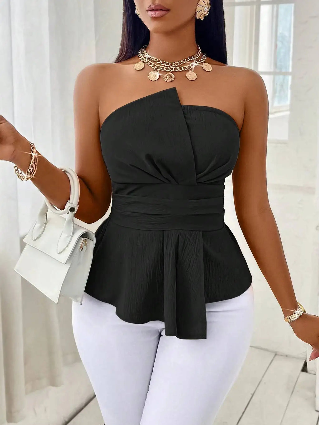 Elegant Black Strap Tank Top