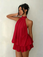 Halter Ruffle Chiffon Mini Dress