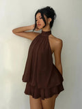 Halter Ruffle Chiffon Mini Dress