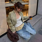 Cropped Zip-Up Moto Jacket