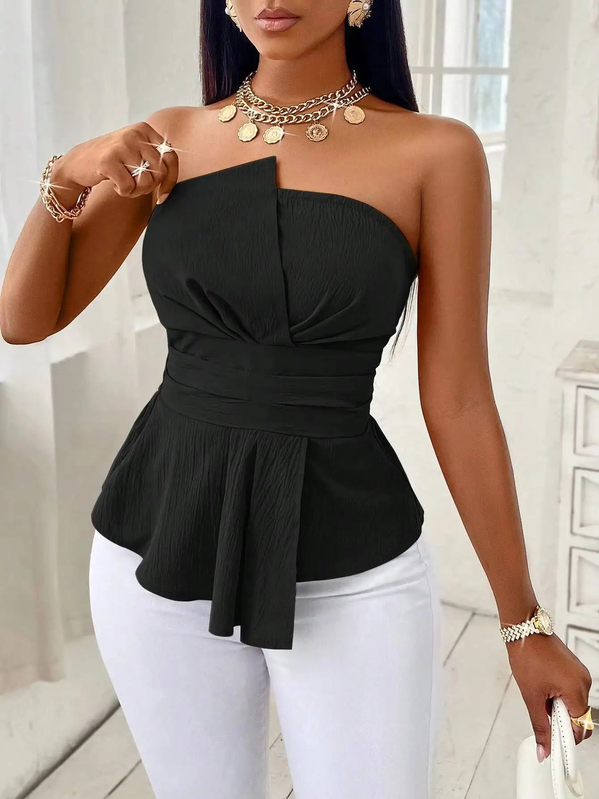 Elegant Black Strap Tank Top