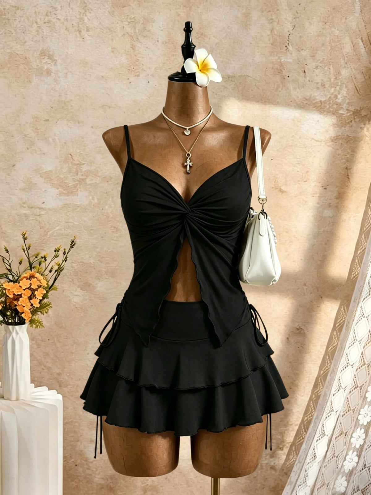 High-Waist Mini Skirt Set