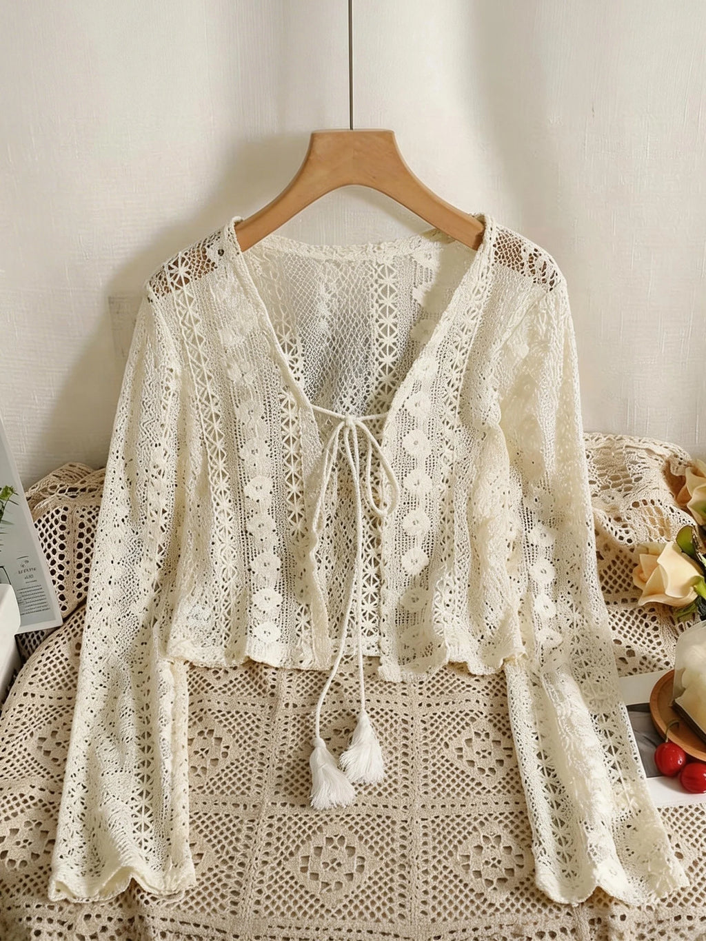 Lightweight Hollow-Out Knit Cardigan
