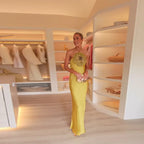 Halter Appliqué Floor-Length Dress