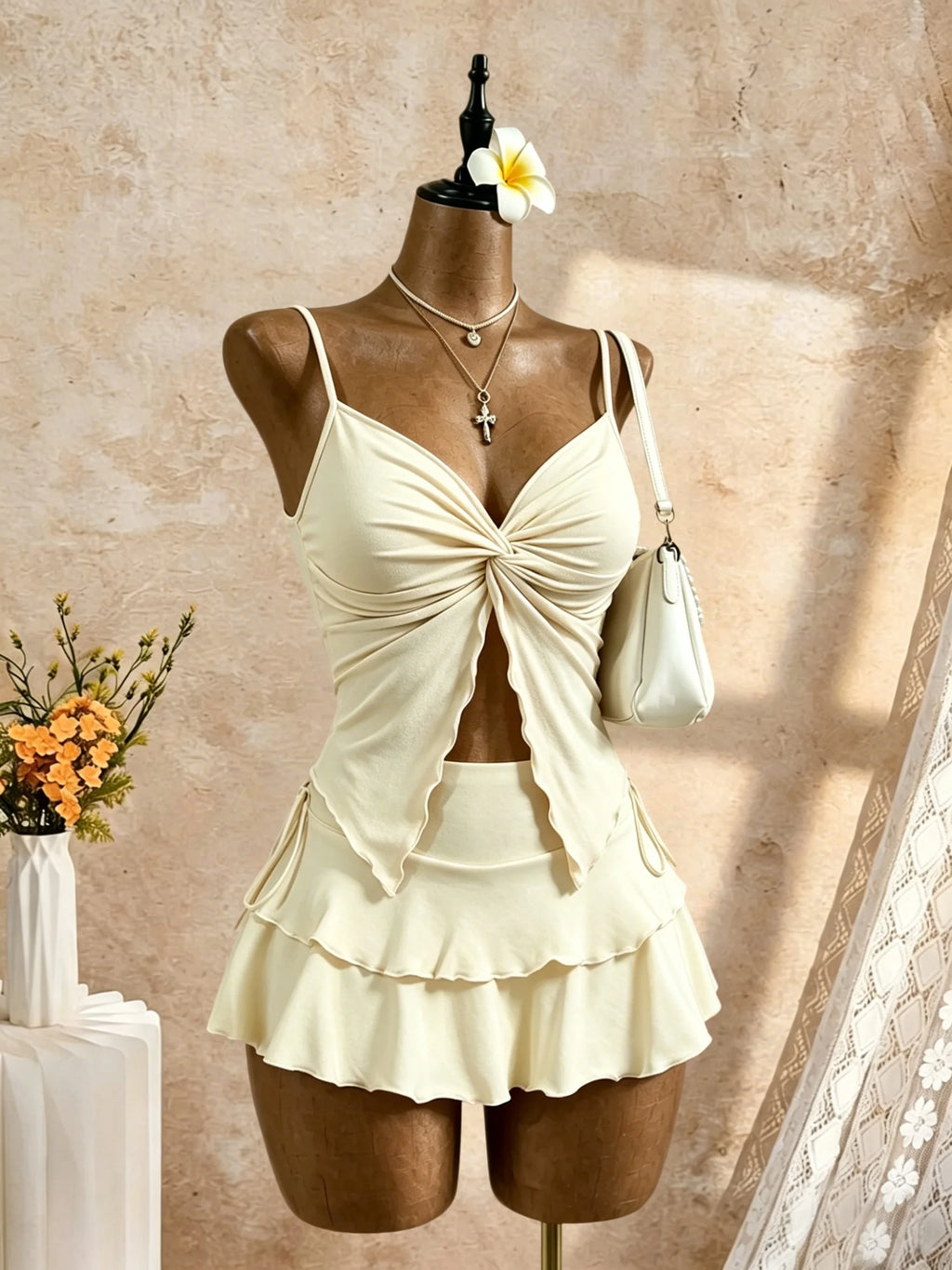 High-Waist Mini Skirt Set