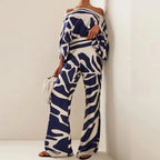 Striped Batwing Sleeve Two-Piece Set