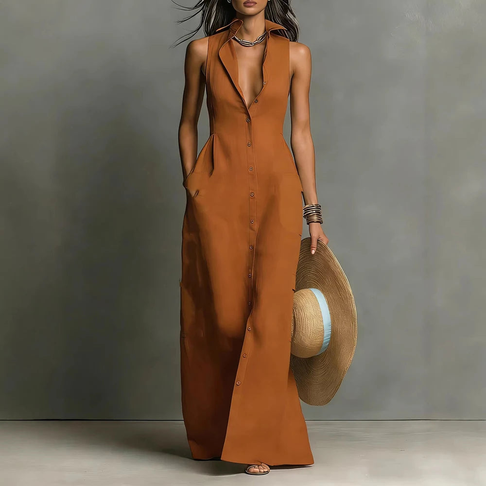 Neck Summer Beach  Sundress