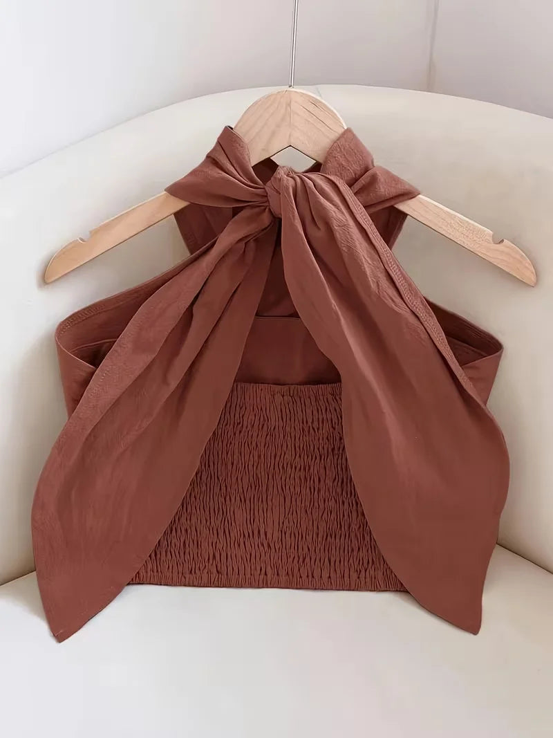 Backless V-Neck Top