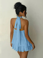 Halter Ruffle Chiffon Mini Dress