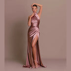 Turtleneck Shirred A-Line Maxi Dress