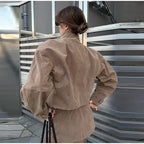Slim Turtleneck Two-Piece Skirt Set