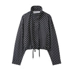 Elettra Ferri polka dot casual loose jacket, lightweight casualwear with a relaxed fit and stylish polka dot pattern.