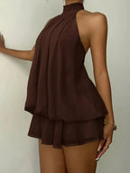 Halter Ruffle Chiffon Mini Dress
