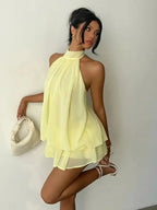 Halter Ruffle Chiffon Mini Dress