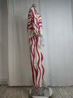 Striped Batwing Sleeve Two-Piece Set