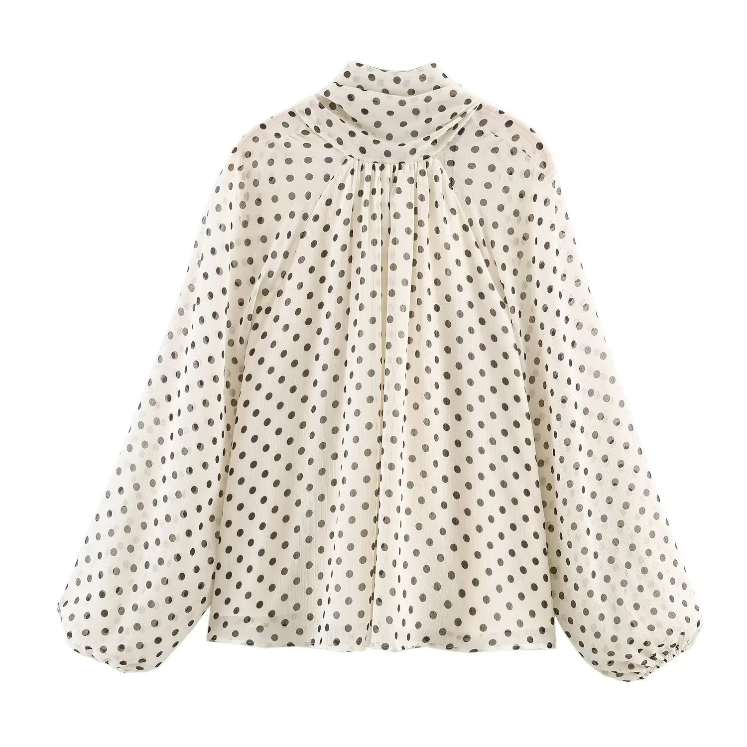 Polka Dot Tiered V-Neck Blouse