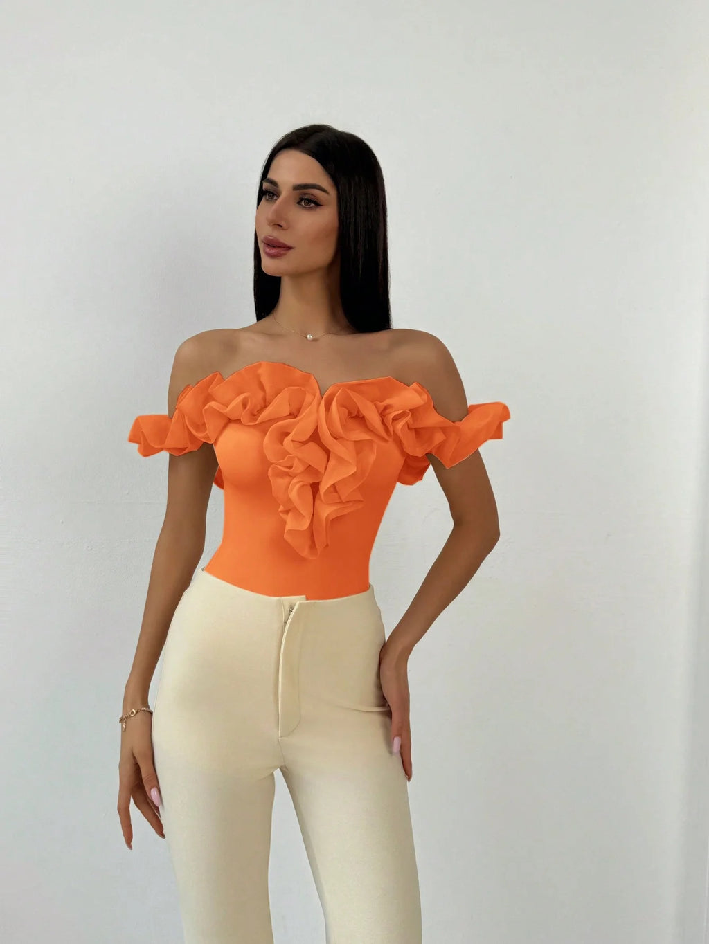 Backless Petal Sleeve Knit Top