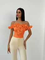 Backless Petal Sleeve Knit Top