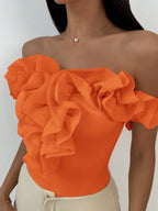 Backless Petal Sleeve Knit Top