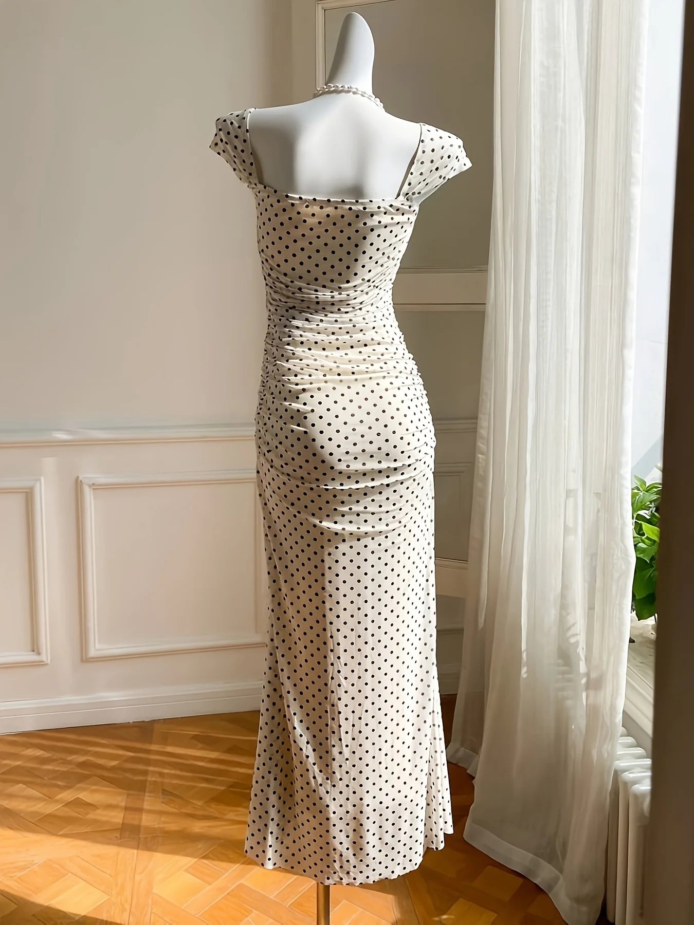 Polka Dot Hollow-Out Mermaid Knit Dress