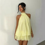Halter Ruffle Chiffon Mini Dress