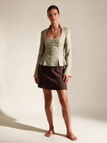 Elettra Ferri printed single-button puff sleeve blazer in shirt style, featuring a tailored fit and stylish design.