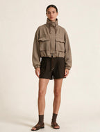 Argyle Zip-Up Cropped Jacket