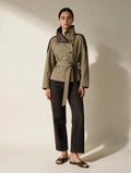 Elettra Ferri premium stand-collar woolen coat worn by a model, featuring a stylish, tailored design and cozy fabric.