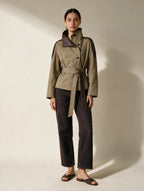 Elettra Ferri premium stand-collar woolen coat worn by a model, featuring a stylish, tailored design and cozy fabric.