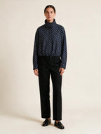 Elettra Ferri polka dot casual loose jacket worn by model, lightweight casualwear with a relaxed fit and stylish pattern.