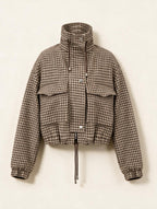 Argyle Zip-Up Cropped Jacket