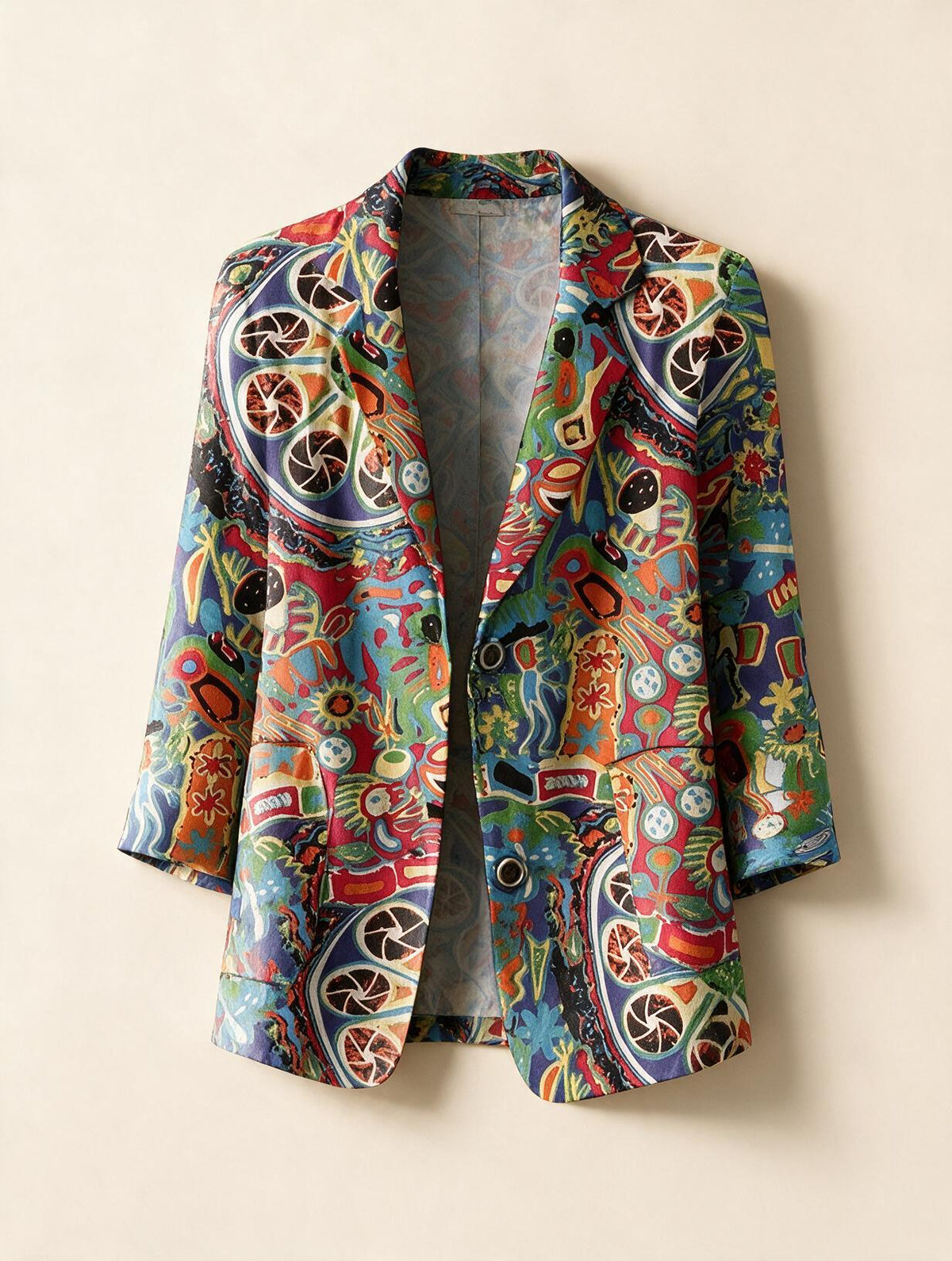Elettra Ferri printed cotton tailored blazer in casualwear style, shown flat with lapels and button details.