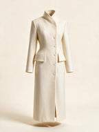 Elettra Ferri elegant waist-cinching wool blend coat in a casualwear style, shown in a neutral color with a tailored fit.