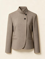 Elettra Ferri classic stand collar single-breasted blazer in casualwear style, shown on a hanger with neutral background.